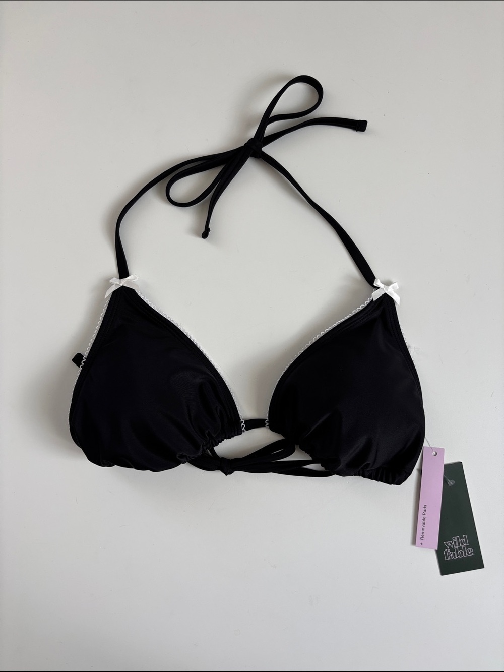 🆕 WILD FABLE | Bow Trim Medium Coverage Triangle Bikini Top